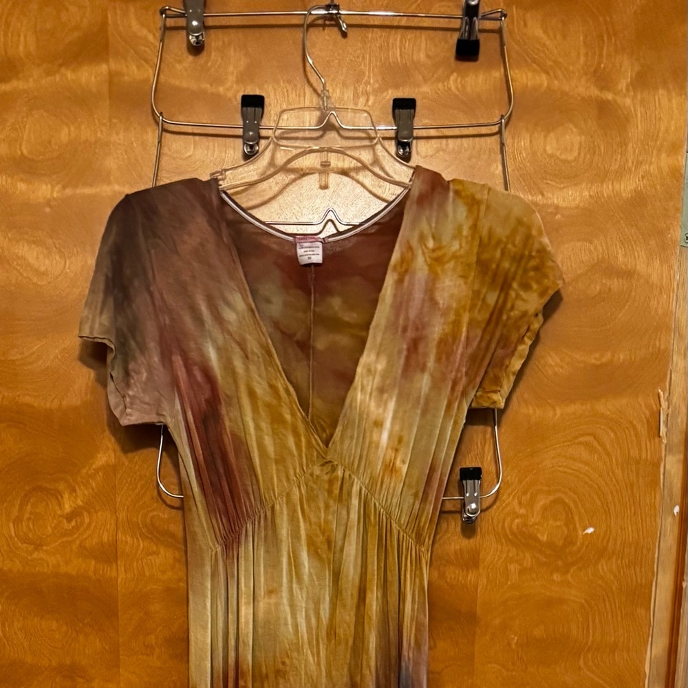 New Love Tan Jane tie dye Goddess V neck Maxi Dress XS - Picture 10 of 11